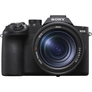Sony RX10 V digital camera front view with ZEISS 24-600mm f2.4-4 lens