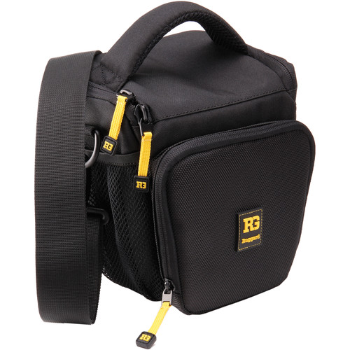 Ruggard padded black camera shoulder bag with yellow zipper pulls for Sony ZV-E10 II camera kit